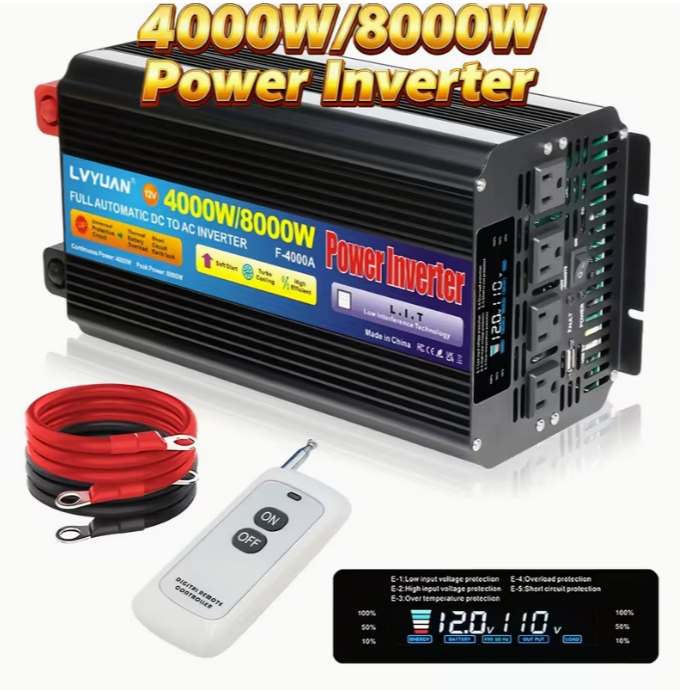 LVYUAN 8000W(Peak)/4000 Watt Power Inverter 12V to 110V